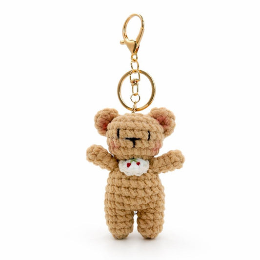 Bib Teddy Bear Crochet Keychain Bag Charm