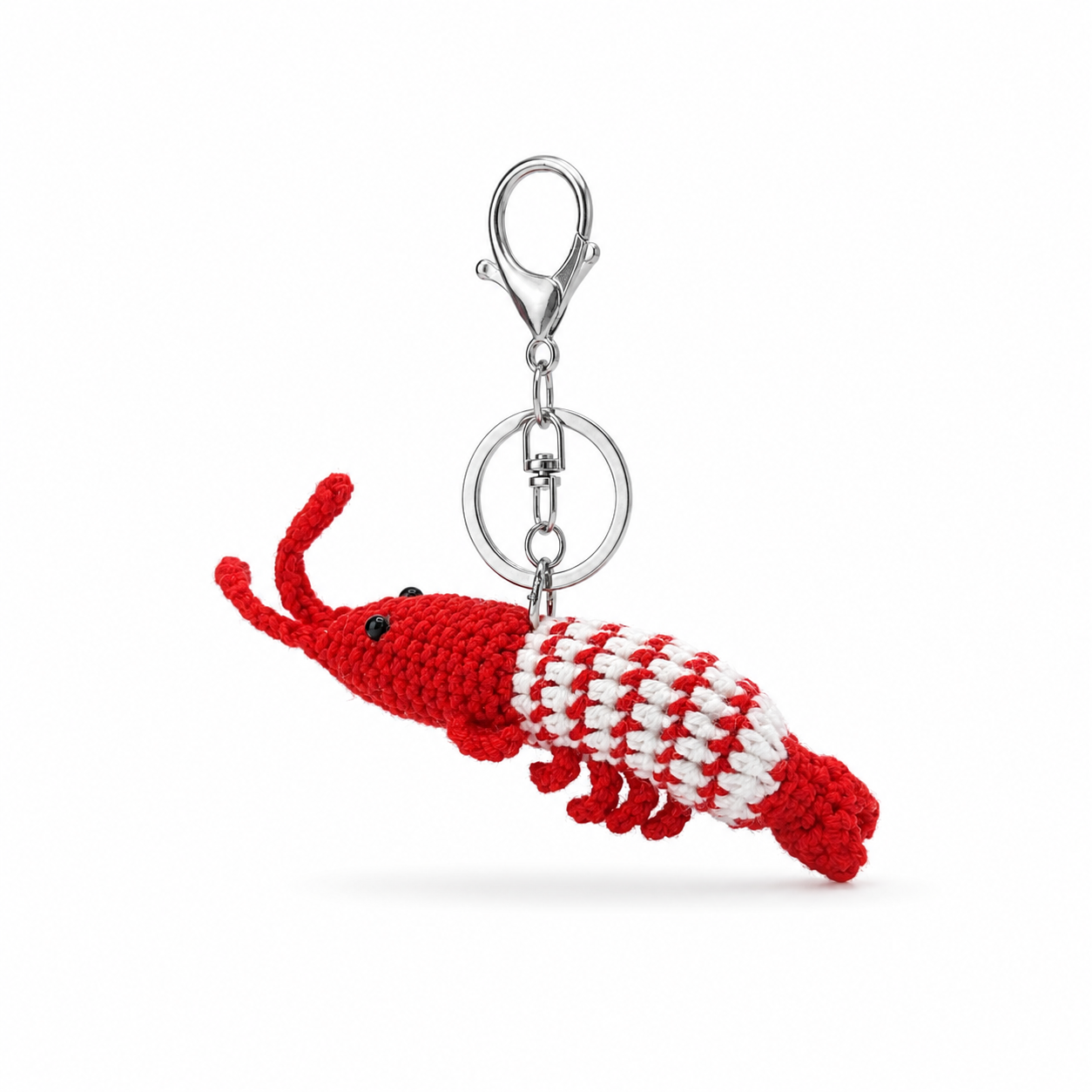 Shrimp Crochet Keychain Bag Charm