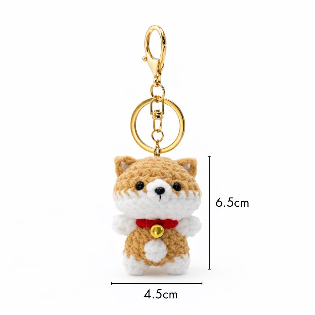 Bib Shiba Dog Crochet Keychain Bag Charm