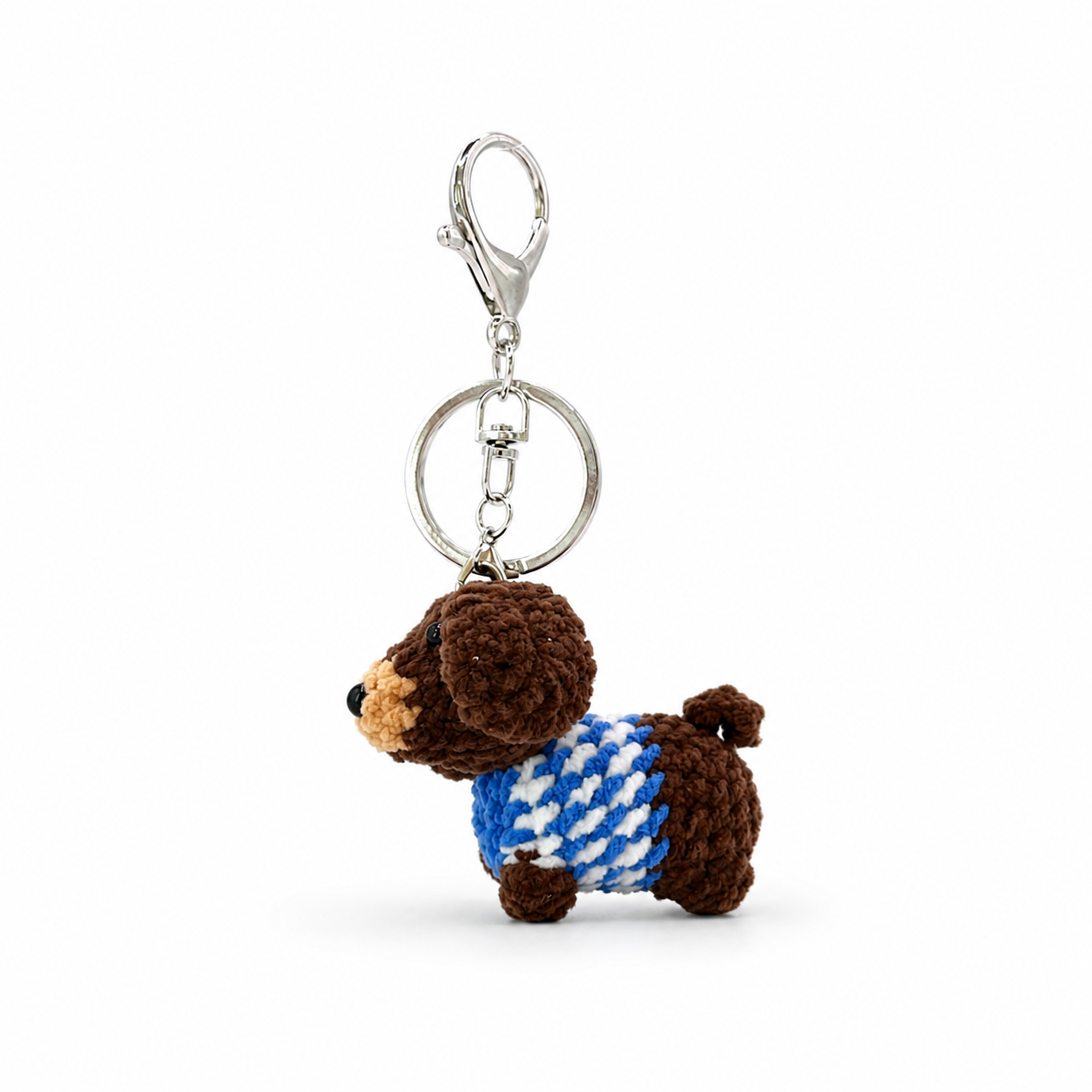 Dark Color Sausage Dog Crochet Keychain Bag Charm