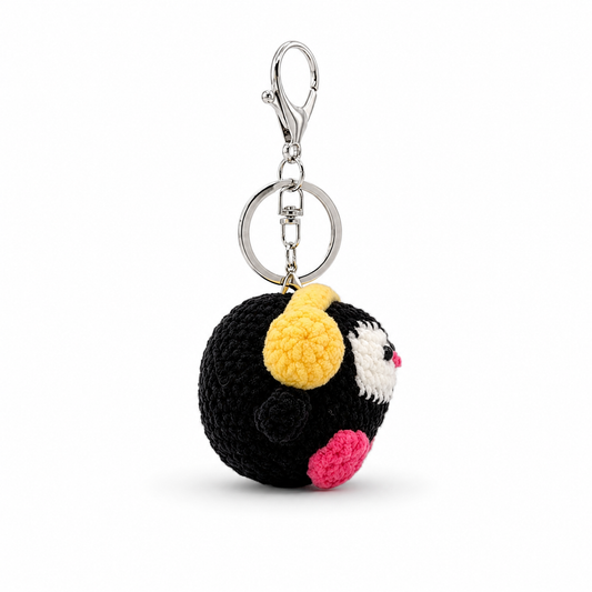 Headphone Penguin Crochet Keychain Bag Charm