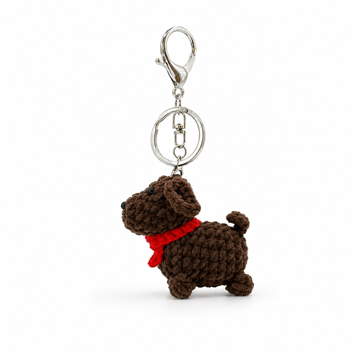 Sausage Dog With Scarf Crochet Keychain Bag Charm