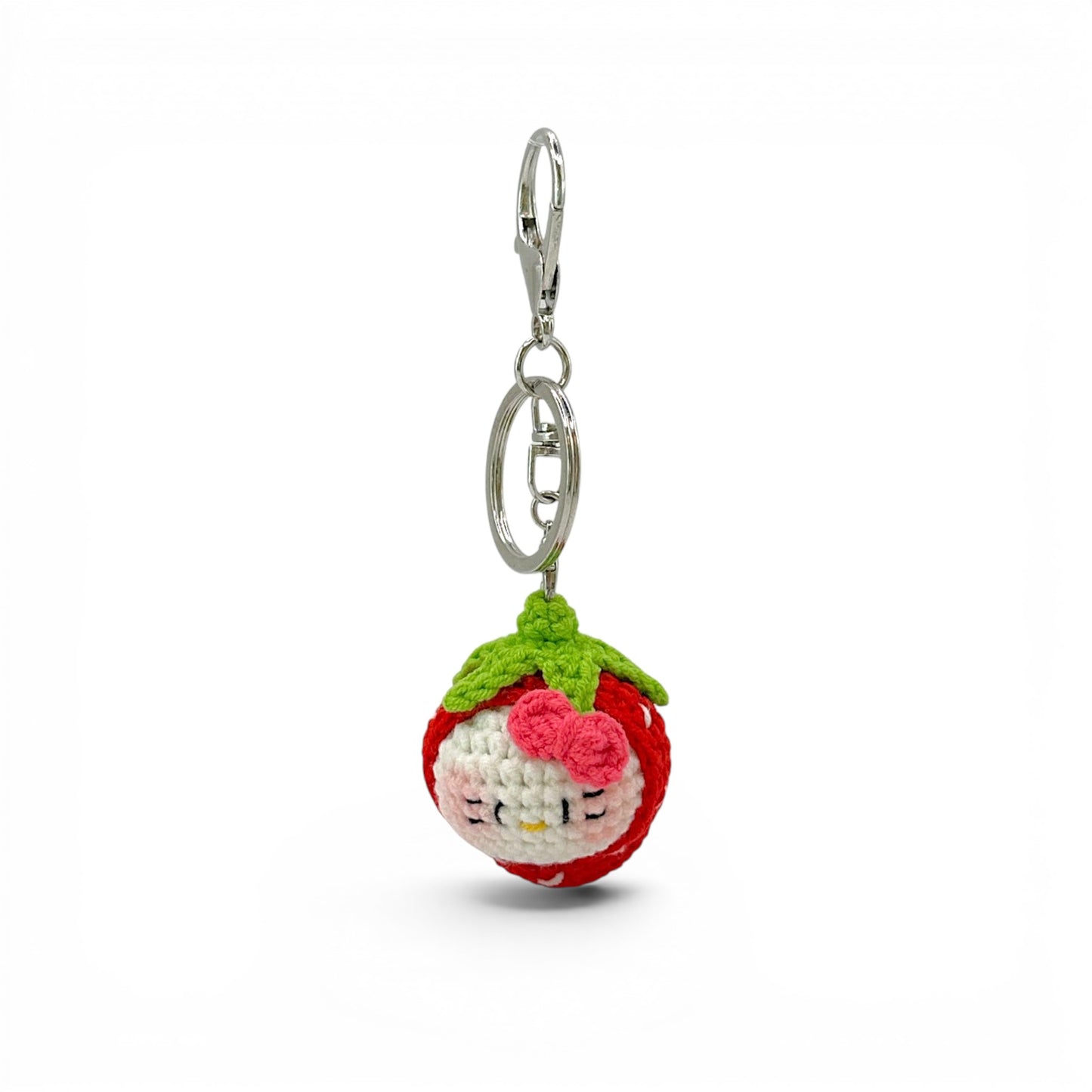 Strawberry Hello Kitty Crochet Keychain Bag Charm