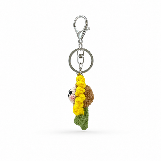 Sunflower Crochet Keychain Bag Charm