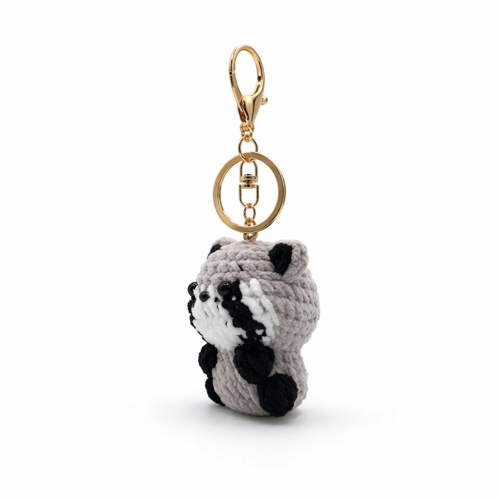Raccoon Crochet Keychain Bag Charm