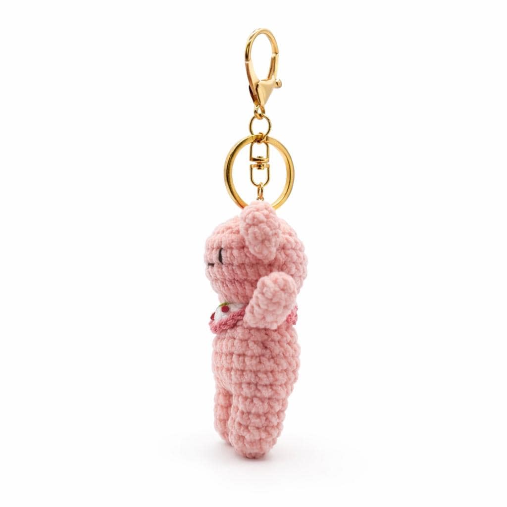 Bib Teddy Bear Crochet Keychain Bag Charm