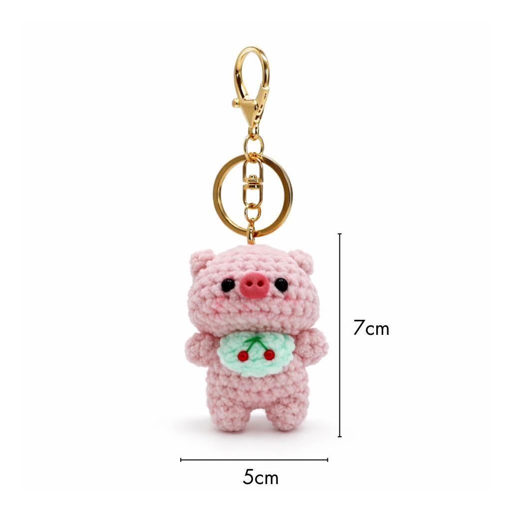 Bib Pig Crochet Keychain Bag Charm