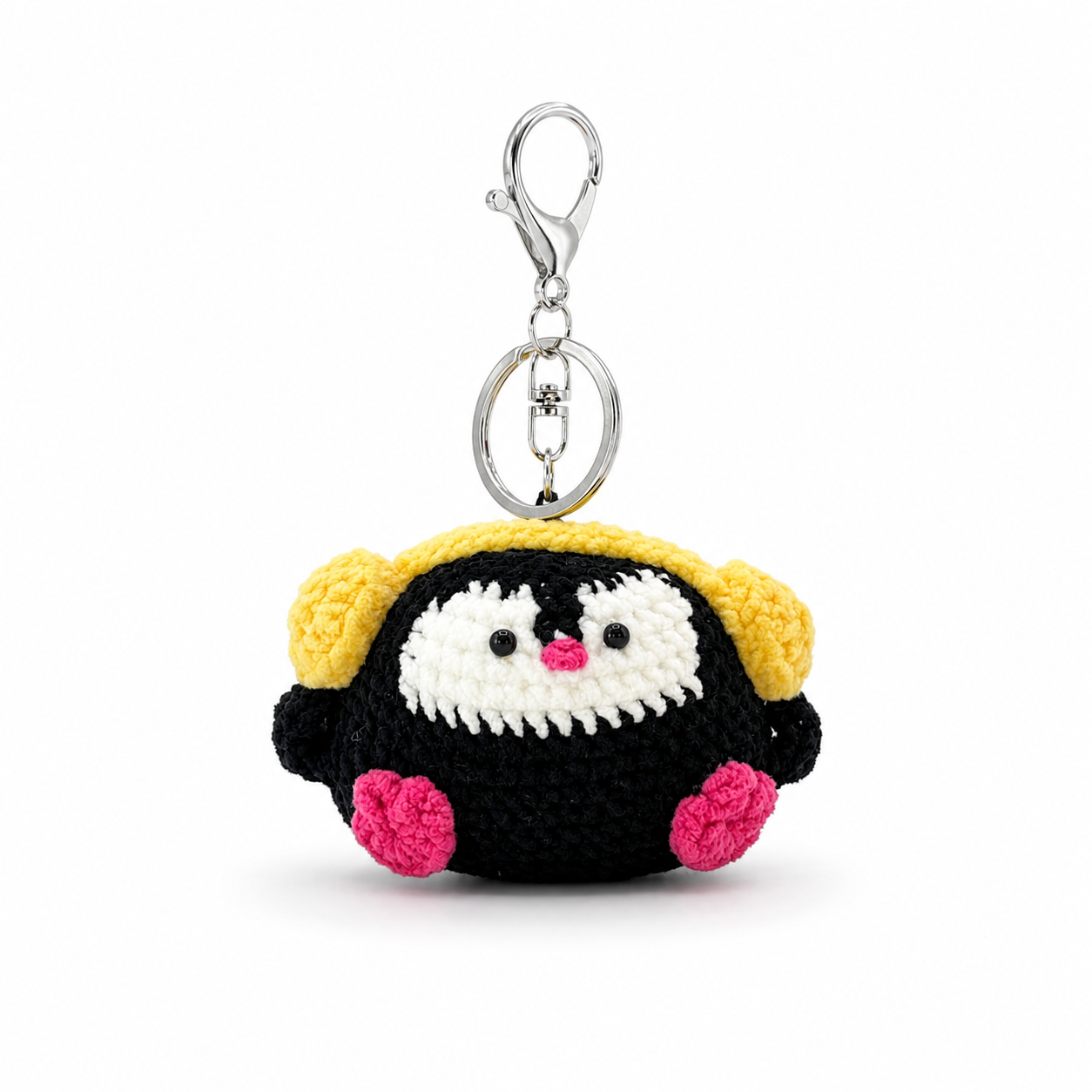 Headphone Penguin Crochet Keychain Bag Charm