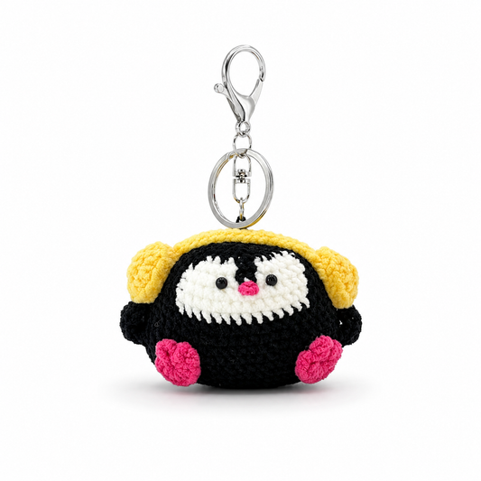 Headphone Penguin Crochet Keychain Bag Charm