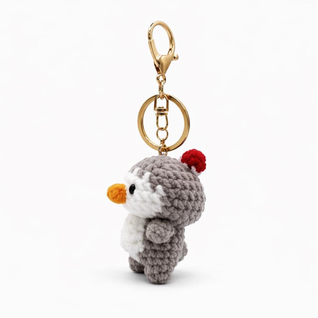 Bib Penguin Crochet Keychain Bag Charm