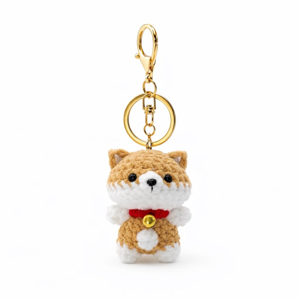 Bib Shiba Dog Crochet Keychain Bag Charm