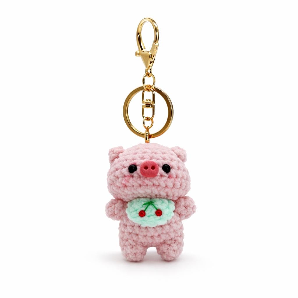 Bib Pig Crochet Keychain Bag Charm