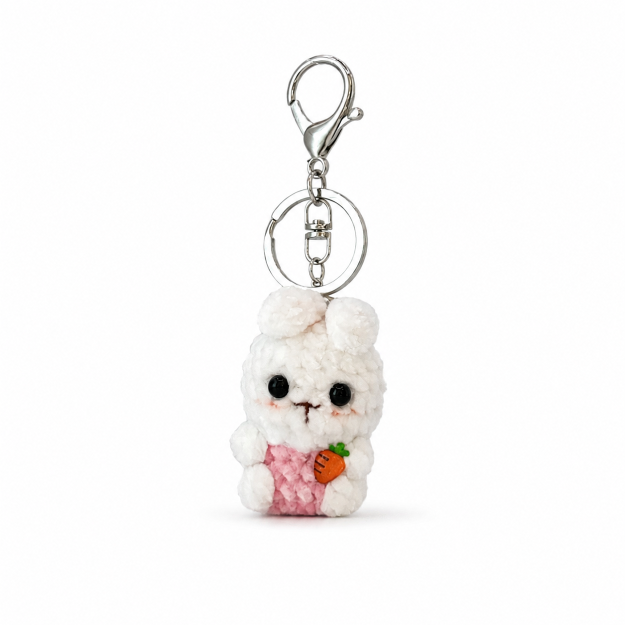 Chenille Bunny Crochet Keychain Bag Charm