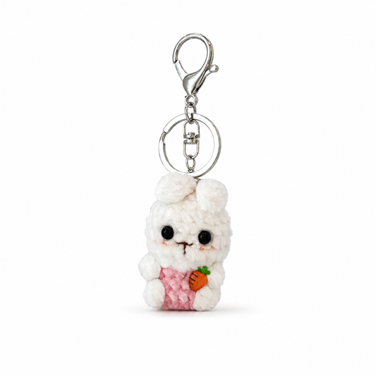 Chenille Bunny Crochet Keychain Bag Charm