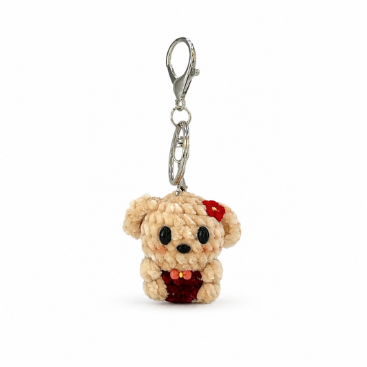 Chenille Dog Crochet Keychain Bag Charm
