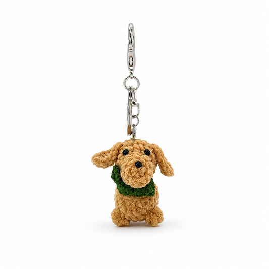 Sausage Dog With Scarf Crochet Keychain Bag Charm