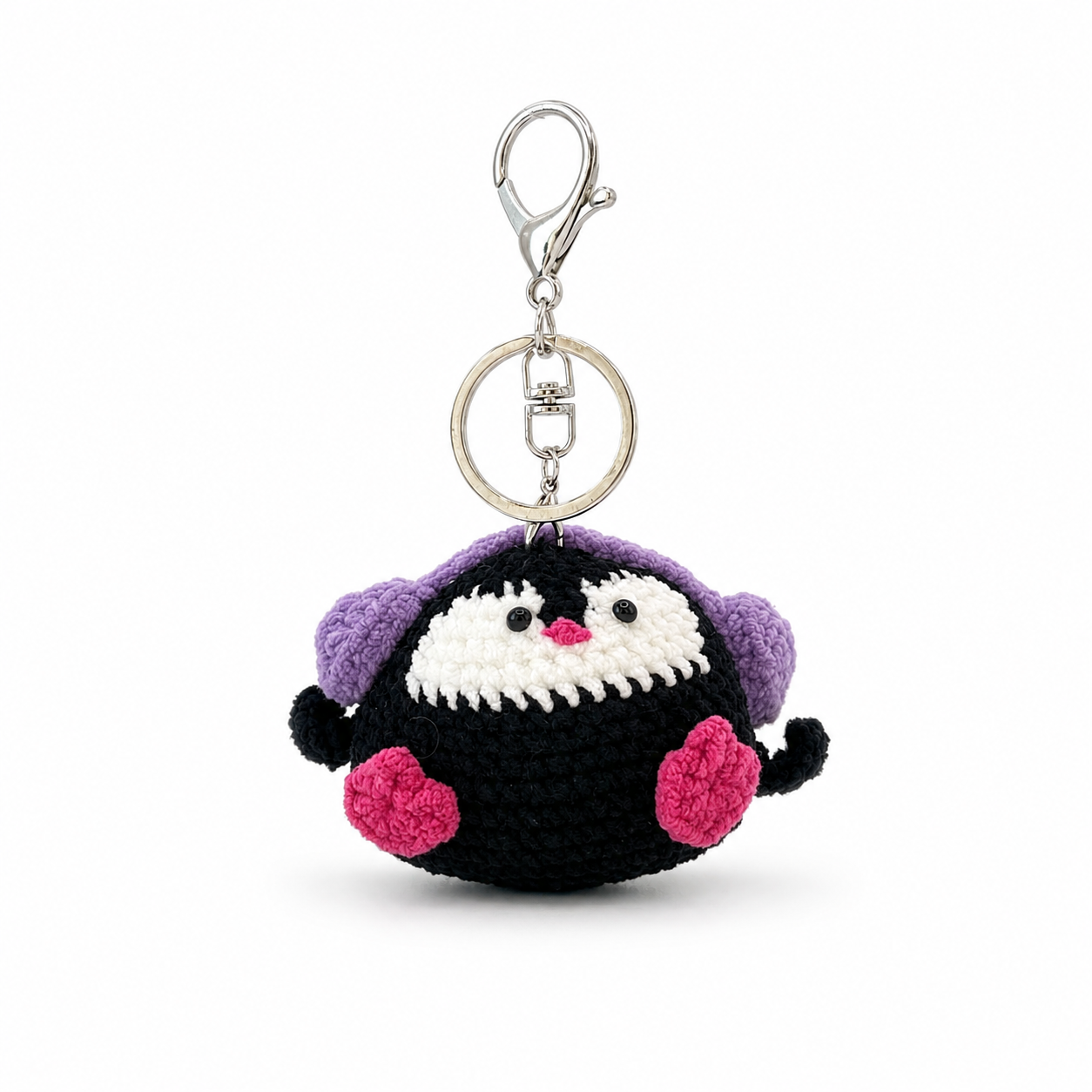 Headphone Penguin Crochet Keychain Bag Charm