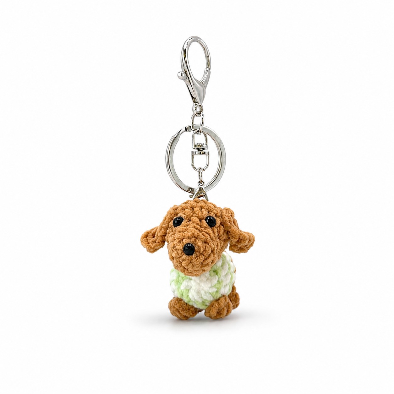 Light Color Sausage Dog Crochet Keychain Bag Charm
