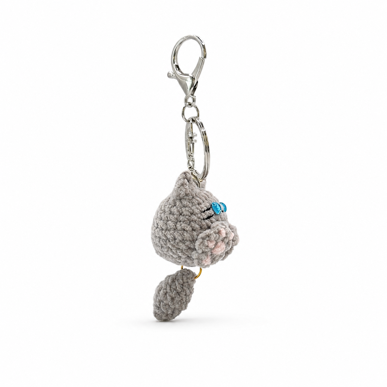 Cat With Tail Crochet Keychain Bag Charm