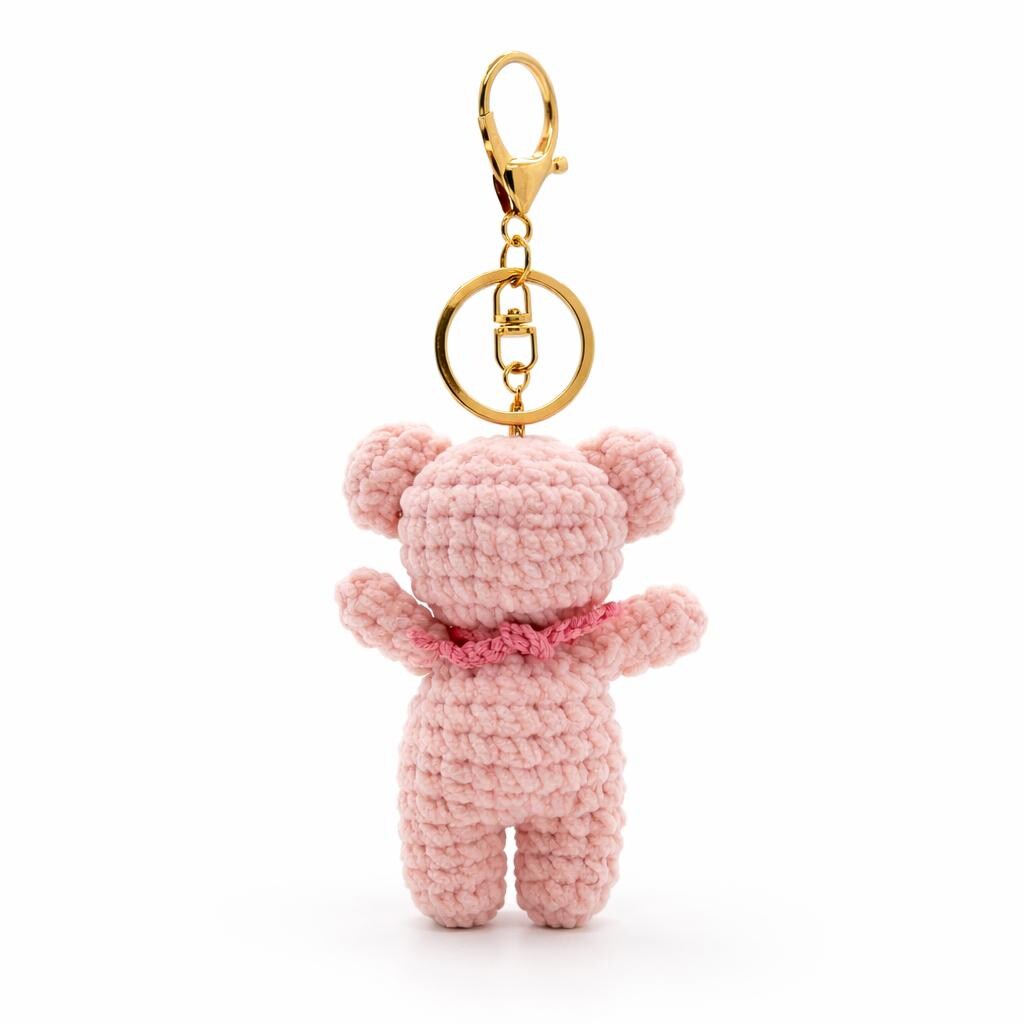 Bib Teddy Bear Crochet Keychain Bag Charm