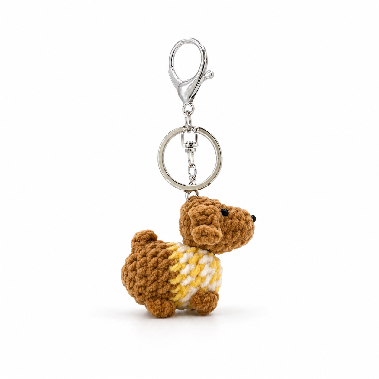 Light Color Sausage Dog Crochet Keychain Bag Charm