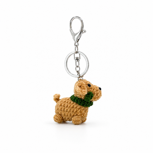 Sausage Dog With Scarf Crochet Keychain Bag Charm