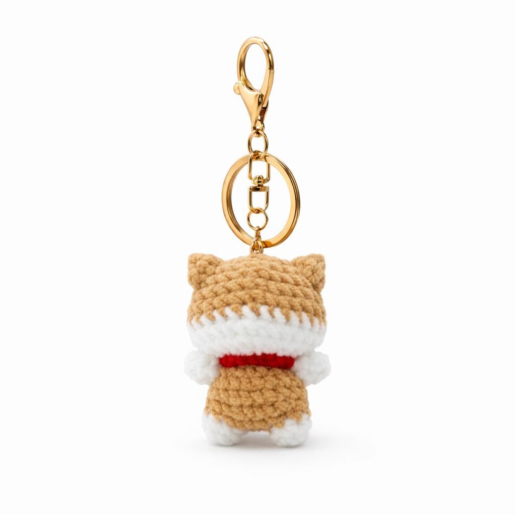 Bib Shiba Dog Crochet Keychain Bag Charm