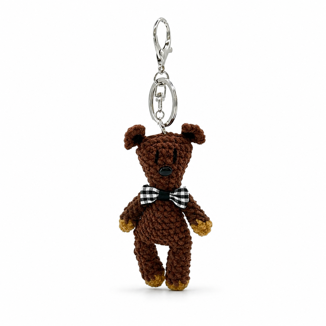Mr. Bean Teddy Bear Crochet Keychain Bag Charm
