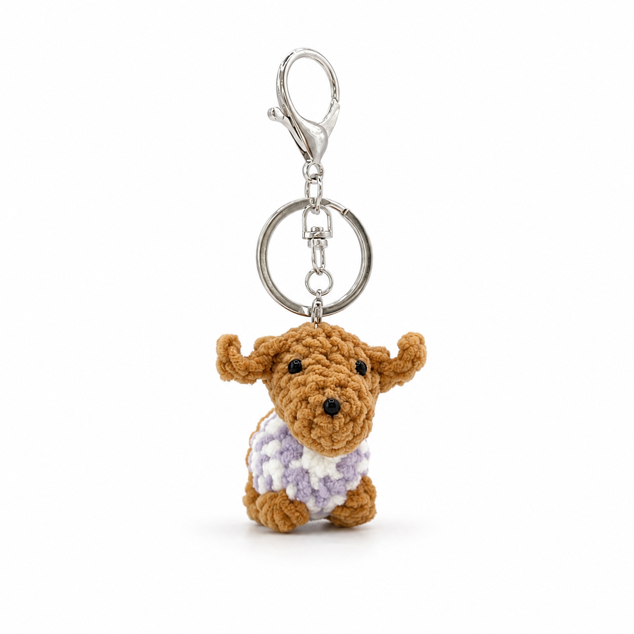 Light Color Sausage Dog Crochet Keychain Bag Charm
