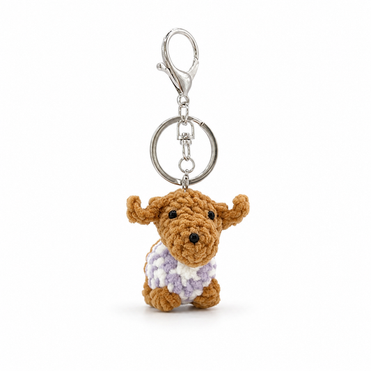 Light Color Sausage Dog Crochet Keychain Bag Charm