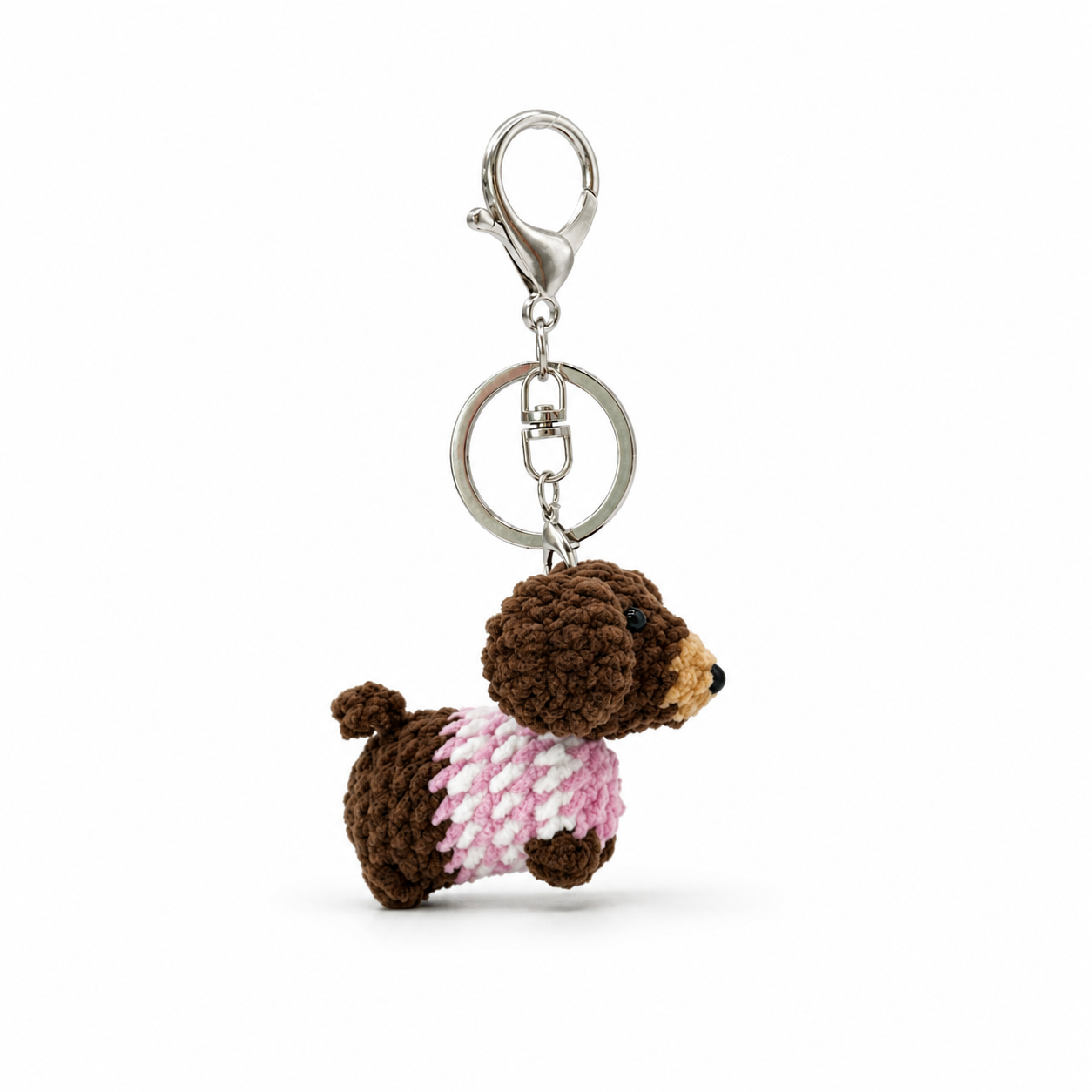 Dark Color Sausage Dog Crochet Keychain Bag Charm
