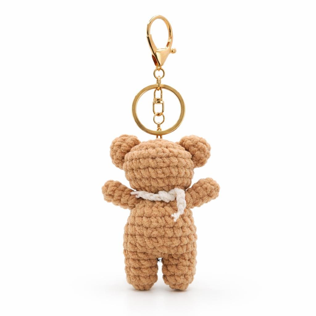 Bib Teddy Bear Crochet Keychain Bag Charm
