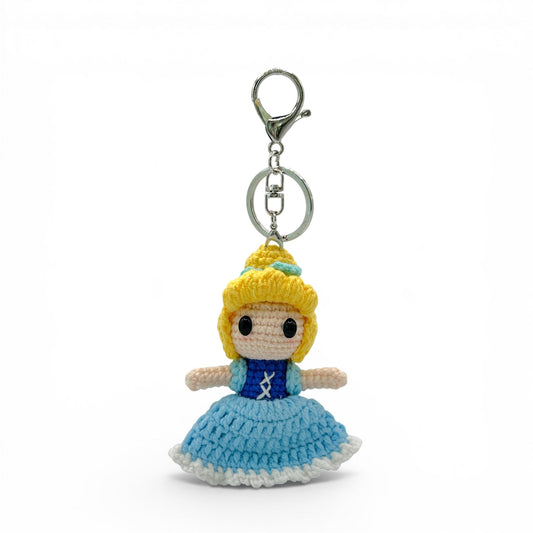 Disney Princess Cinderella and Belle Crochet Keychain Bag Charm