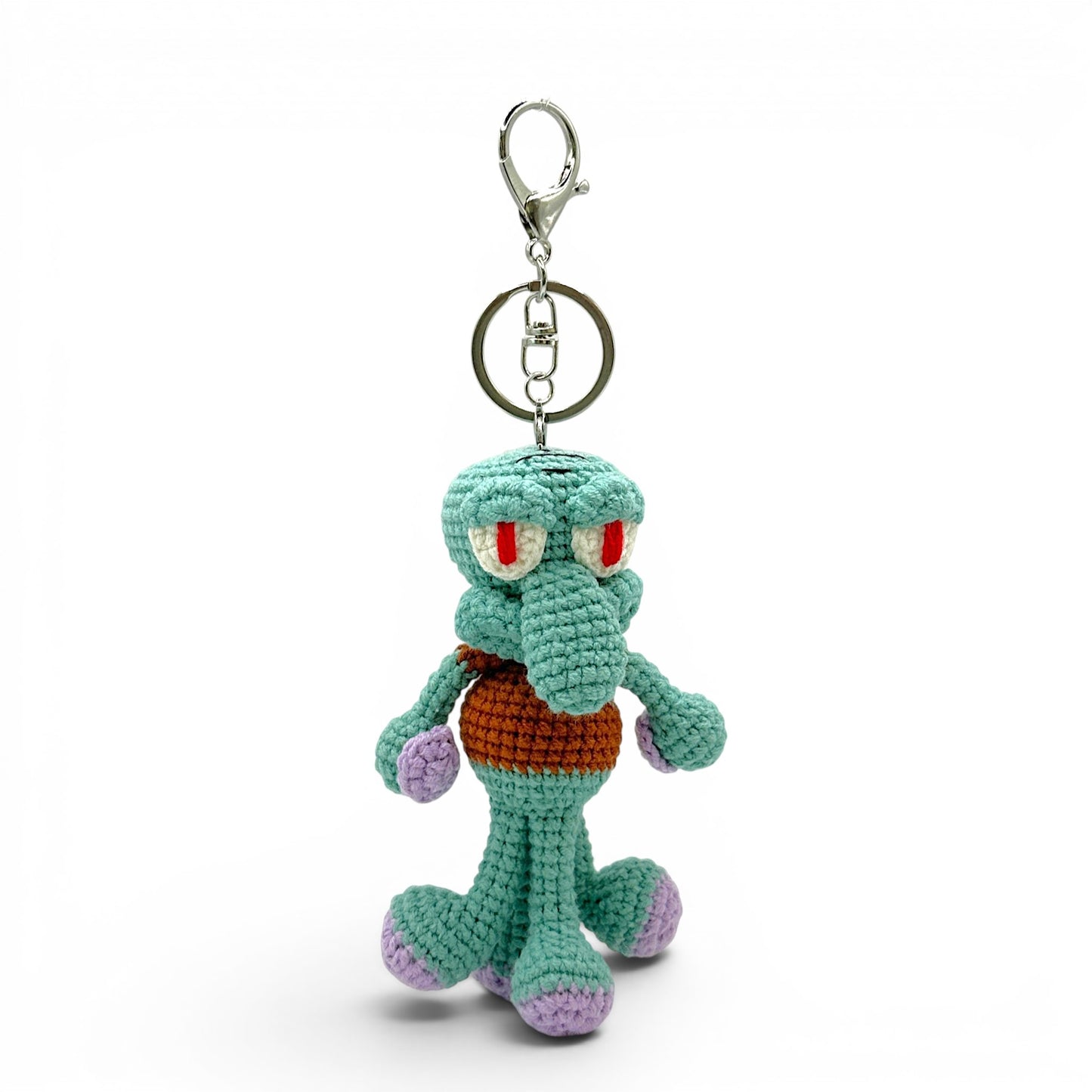Squidward Tentacles From Sponge Bob Crochet Keychain Bag Charm