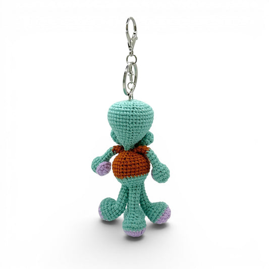 Squidward Tentacles From Sponge Bob Crochet Keychain Bag Charm