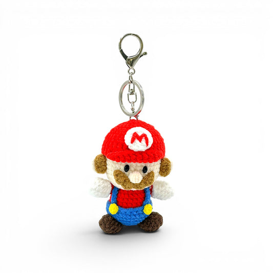 Mario and Luigi Crochet Keychain Bag Charm