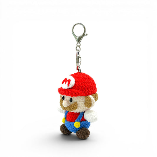 Mario and Luigi Crochet Keychain Bag Charm