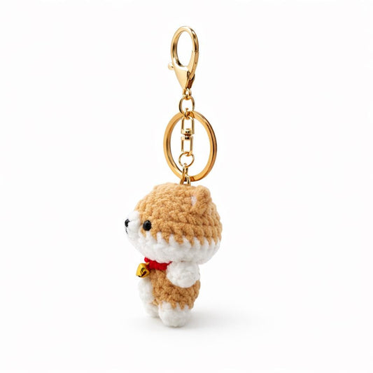 Bib Shiba Dog Crochet Keychain Bag Charm