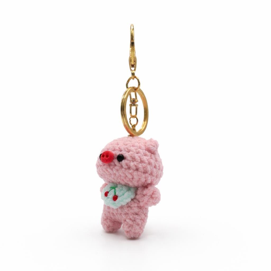 Bib Pig Crochet Keychain Bag Charm
