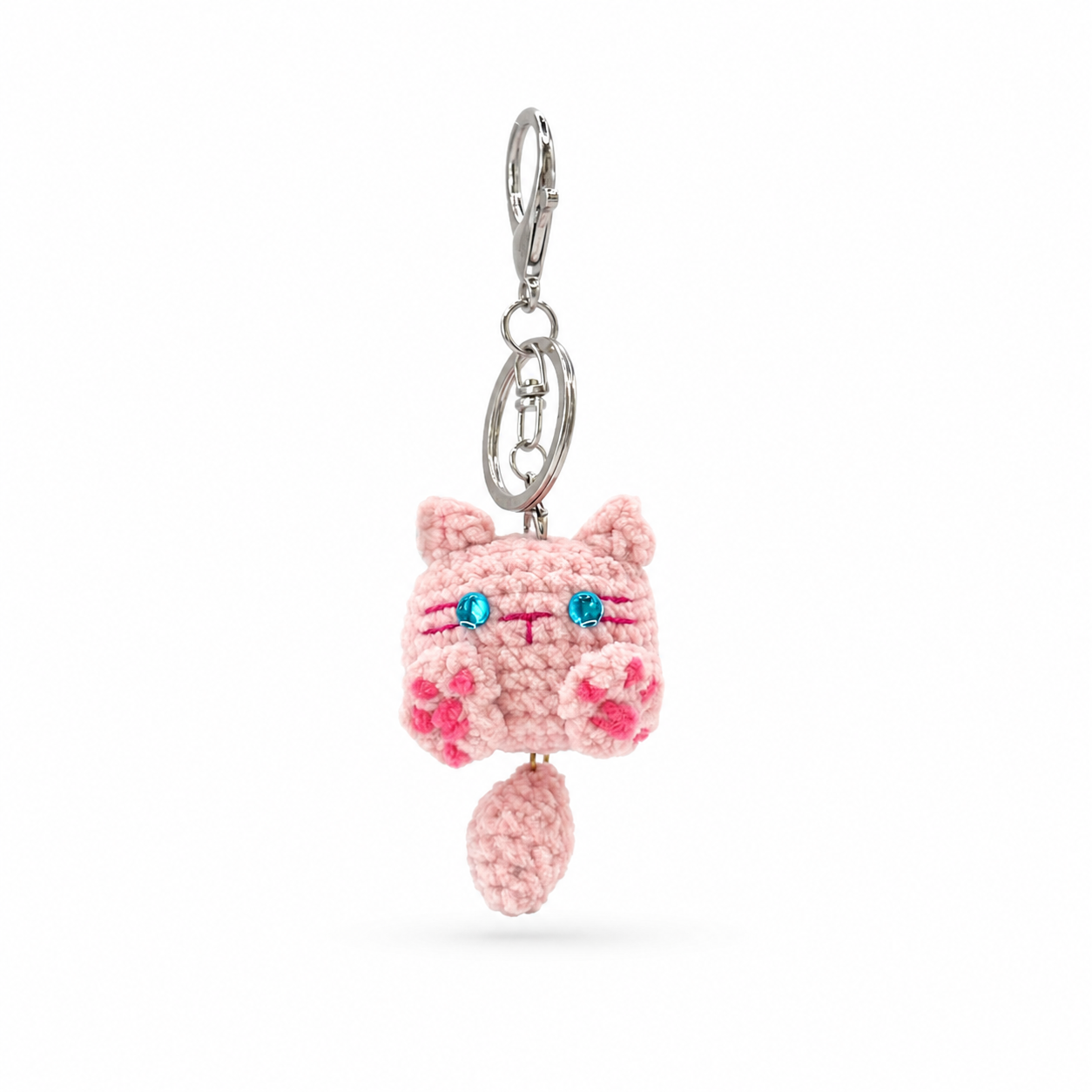 Cat With Tail Crochet Keychain Bag Charm