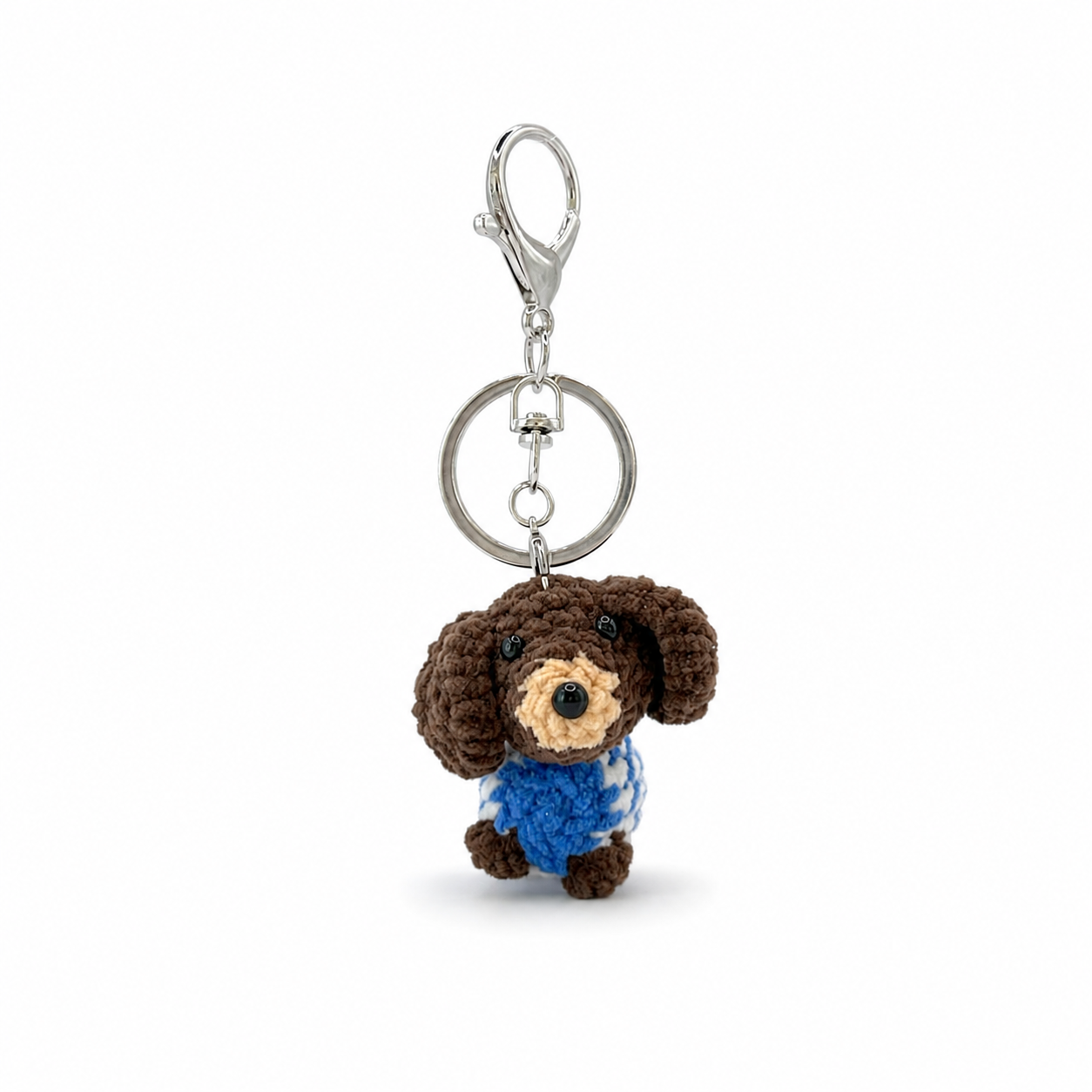 Dark Color Sausage Dog Crochet Keychain Bag Charm