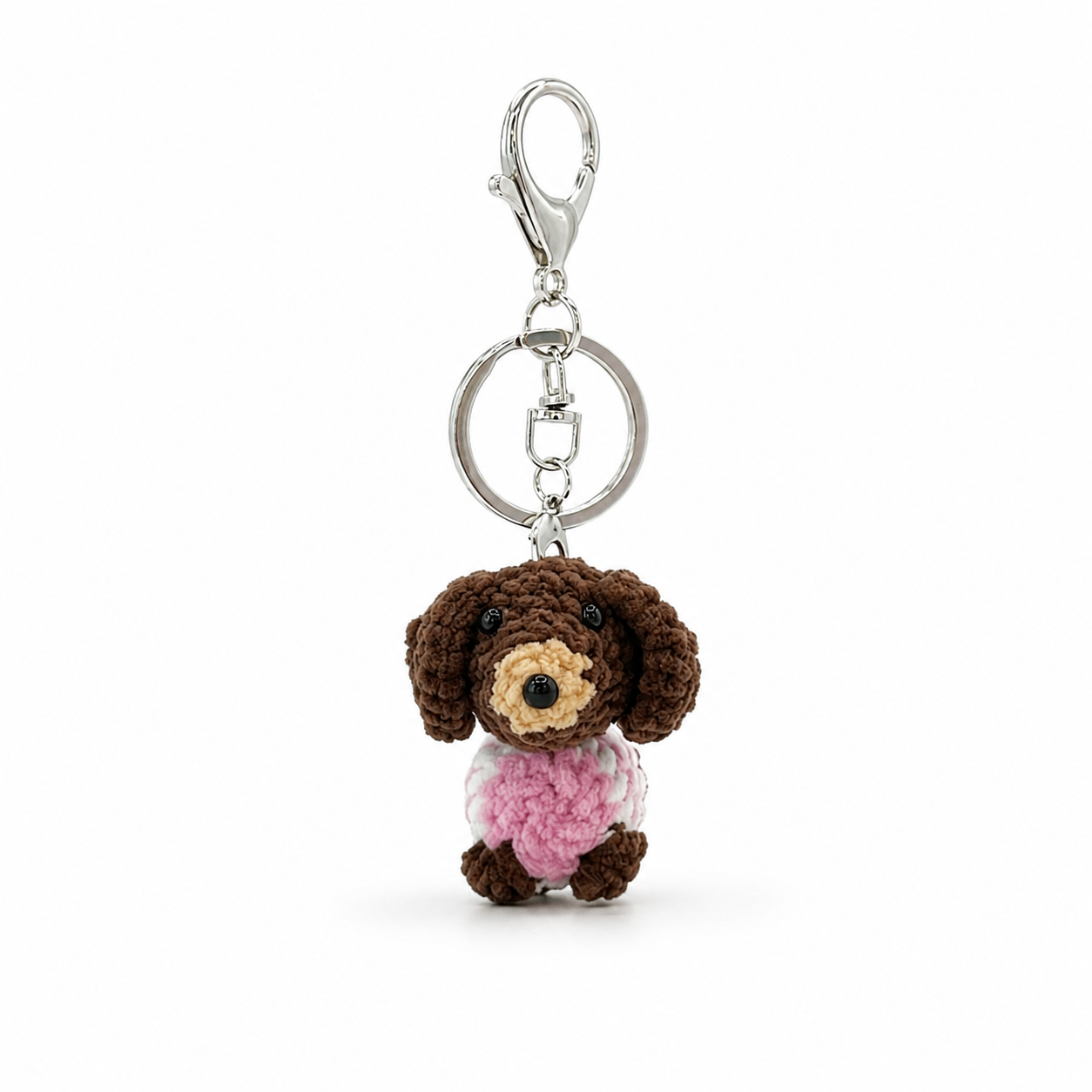 Dark Color Sausage Dog Crochet Keychain Bag Charm
