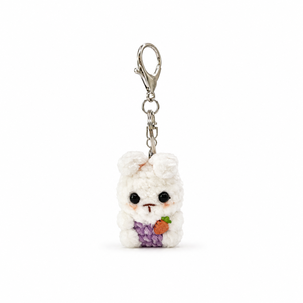 Chenille Bunny Crochet Keychain Bag Charm