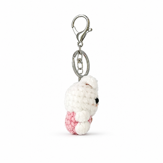 Chenille Bunny Crochet Keychain Bag Charm