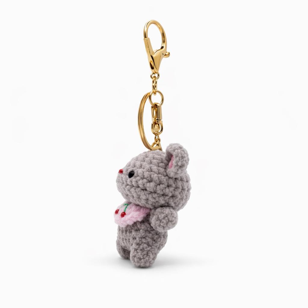 Bib Mouse Crochet Keychain Bag Charm
