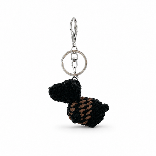 Dark Color Sausage Dog Crochet Keychain Bag Charm