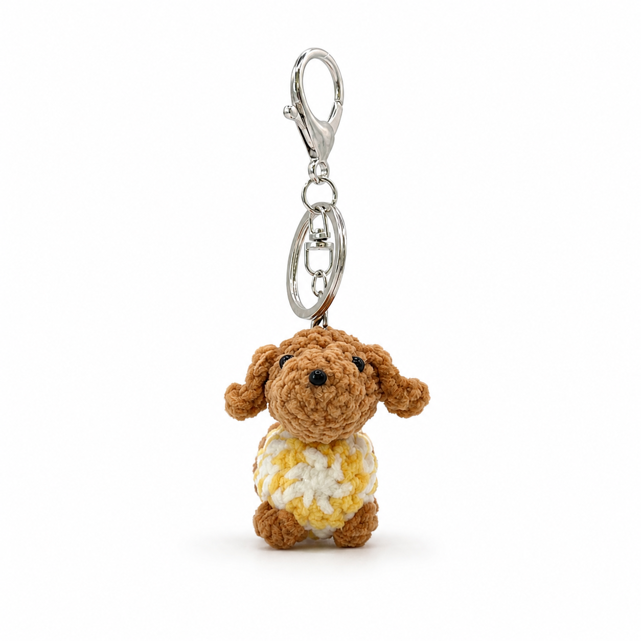 Light Color Sausage Dog Crochet Keychain Bag Charm