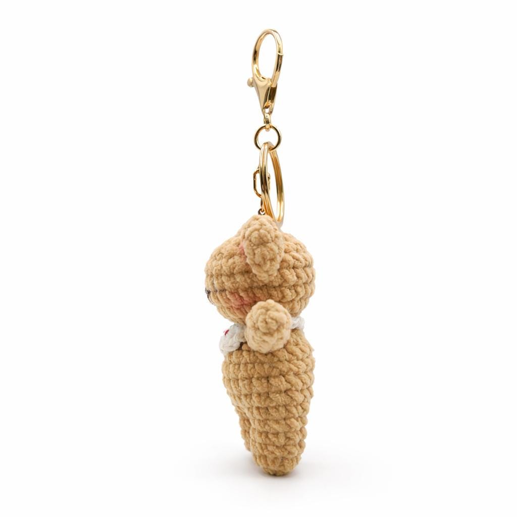 Bib Teddy Bear Crochet Keychain Bag Charm