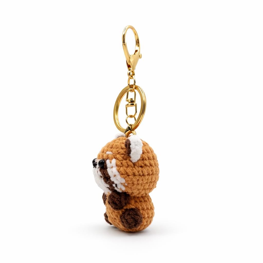 Raccoon Crochet Keychain Bag Charm