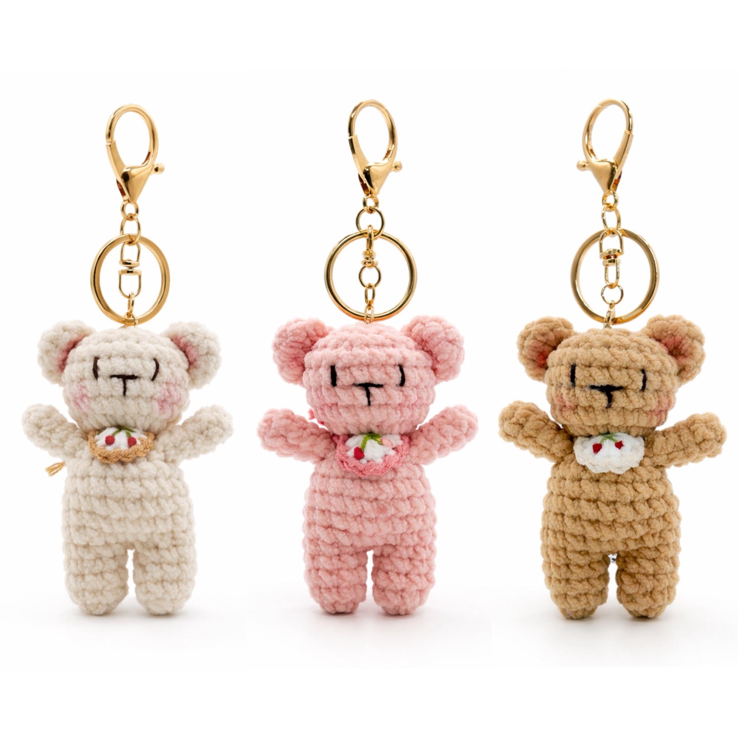 Bib Teddy Bear Crochet Keychain Bag Charm